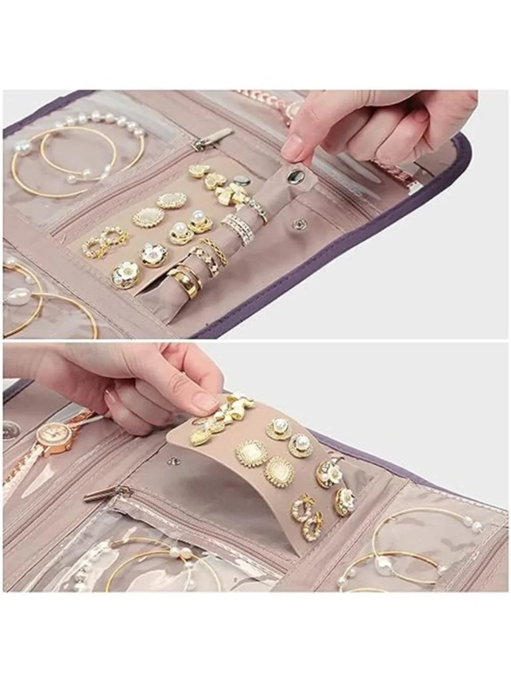 Travel Jewelry Organizer Case Necklace Ring Earring Storage Roll Pouch Bag